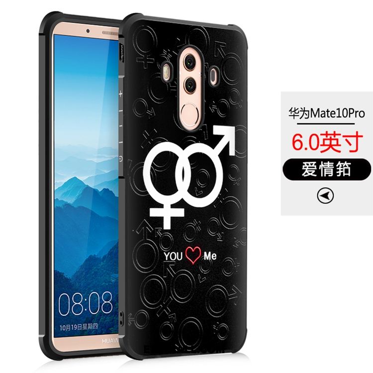 Etui Huawei Mate 10 Pro Miękki Telefon Komórkowy Relief Czarny Futerał Sklep