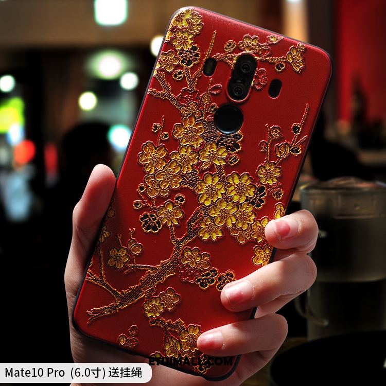Etui Huawei Mate 10 Pro Relief Anti-fall Miękki Silikonowe Czerwony Futerał Na Sprzedaż