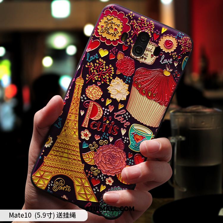 Etui Huawei Mate 10 Telefon Komórkowy Miękki Relief Czerwony Futerał Na Sprzedaż