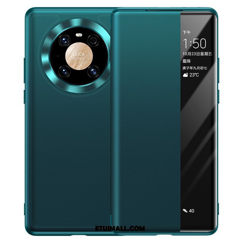 Etui Huawei Mate 40 Prawdziwa Skóra Zielony Ochraniacz Telefon Komórkowy Klapa Futerał Tanie