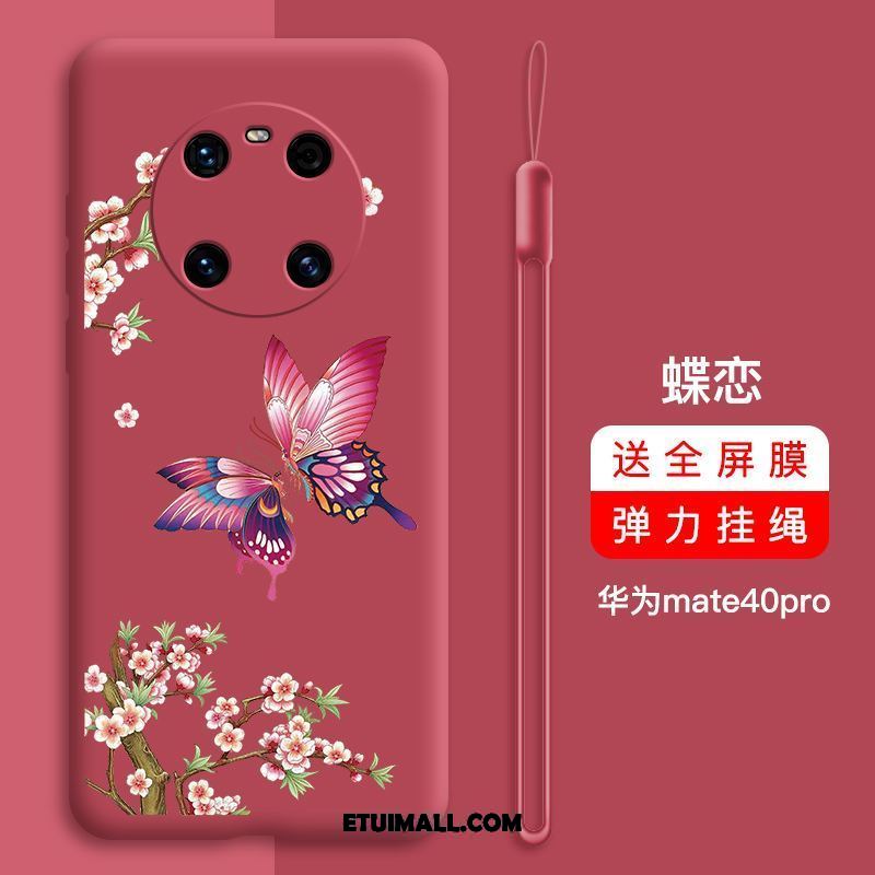 Etui Huawei Mate 40 Pro Czerwony Netto Anti-fall All Inclusive Ochraniacz Silikonowe Futerał Tanie
