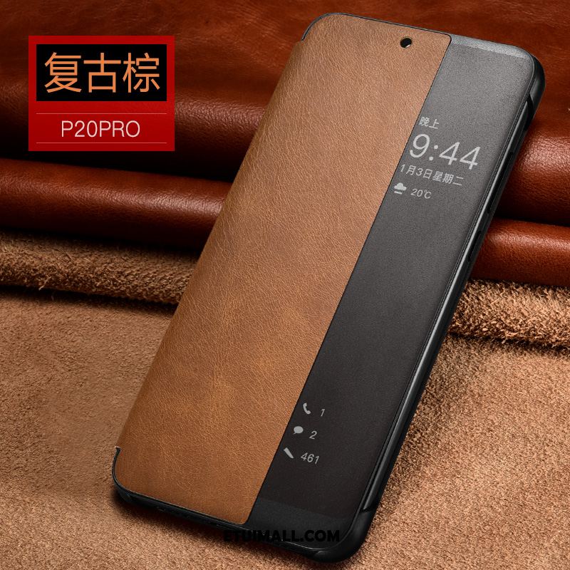 Etui Huawei P20 Pro Skórzany Futerał Prawdziwa Skóra Czarny Telefon Komórkowy Pokrowce Sklep