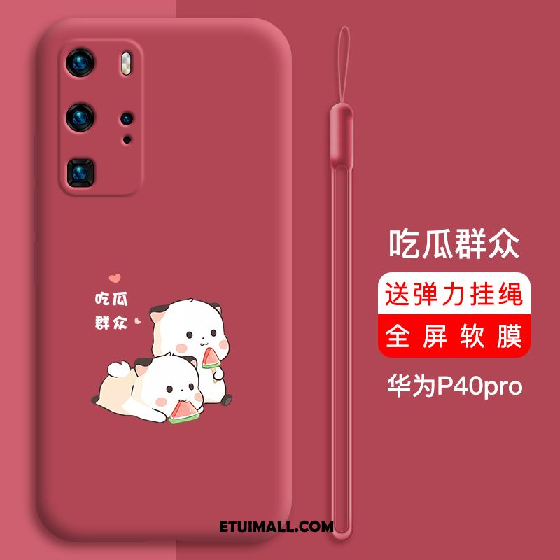 Etui Huawei P40 Pro Czerwony Netto Cienkie Piękny Anti-fall Obrzeża Obudowa Sklep
