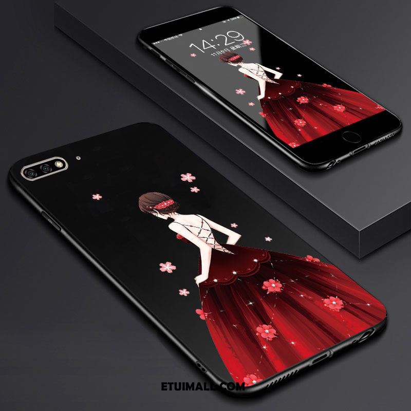Etui Huawei Y6 2018 Miękki Sztuka Telefon Komórkowy Czarny Szkło Hartowane Pokrowce Tanie