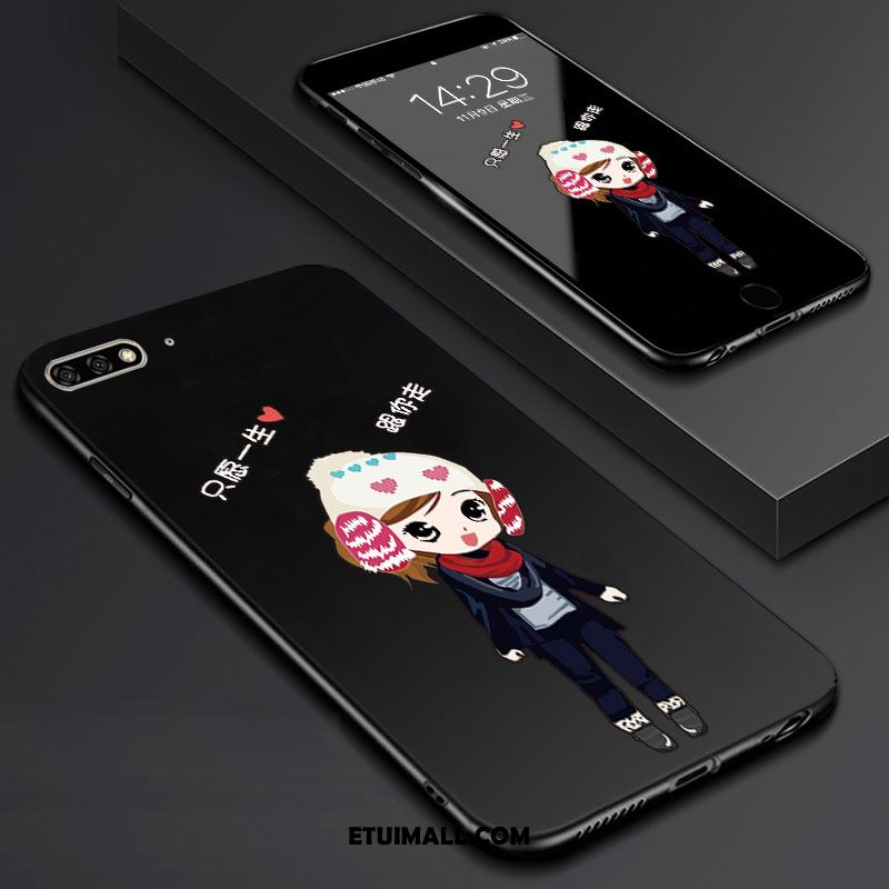 Etui Huawei Y6 2018 Miękki Sztuka Telefon Komórkowy Czarny Szkło Hartowane Pokrowce Tanie
