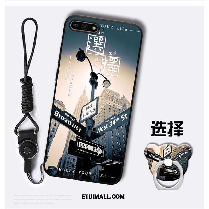 Etui Huawei Y7 2018 Telefon Komórkowy Miękki Anti-fall Osobowość Czarny Obudowa Tanie