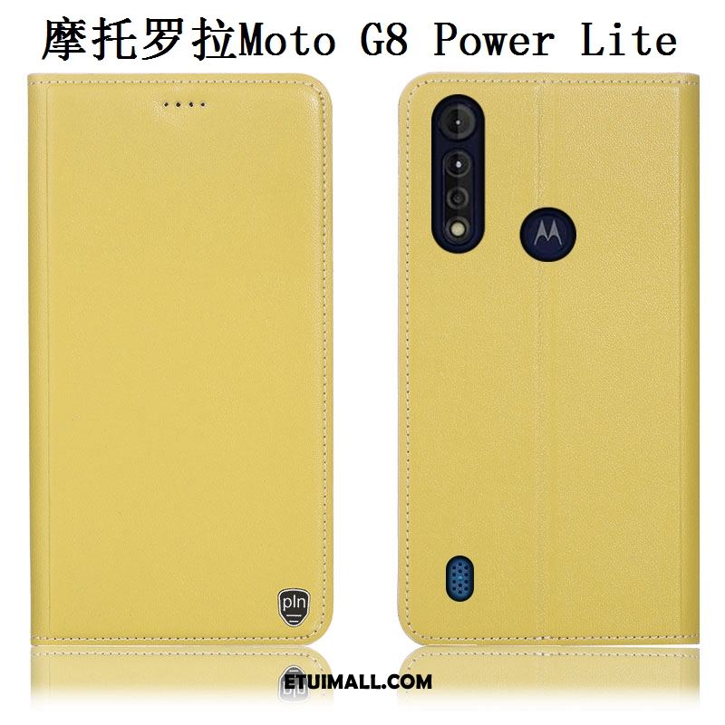 Etui Moto G8 Power Lite Anti-fall Ochraniacz Telefon Komórkowy Prawdziwa Skóra Żółty Pokrowce Tanie