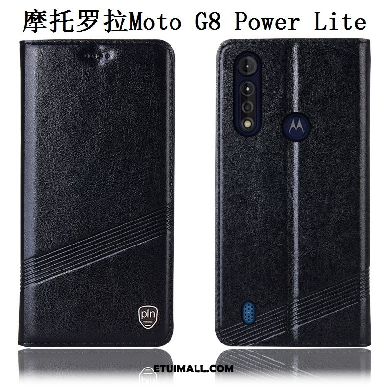 Etui Moto G8 Power Lite Prawdziwa Skóra Wzór Anti-fall Telefon Komórkowy Ochraniacz Obudowa Tanie