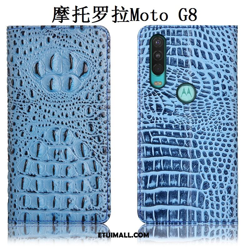 Etui Moto G8 Prawdziwa Skóra Czarny Skórzany Futerał Anti-fall Telefon Komórkowy Futerał Sklep