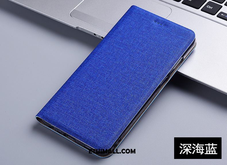 Etui Motorola One Hyper Niebieski Skórzany Futerał Telefon Komórkowy Bawełna I Len Anti-fall Obudowa Sklep