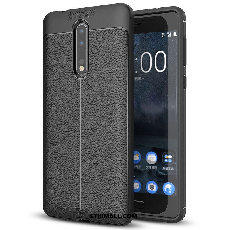 Etui Nokia 8 Szary All Inclusive Telefon Komórkowy Silikonowe Litchi Pokrowce Na Sprzedaż