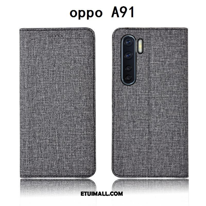 Etui Oppo A91 Bawełna I Len Silikonowe Telefon Komórkowy Niebieski Klapa Pokrowce Na Sprzedaż