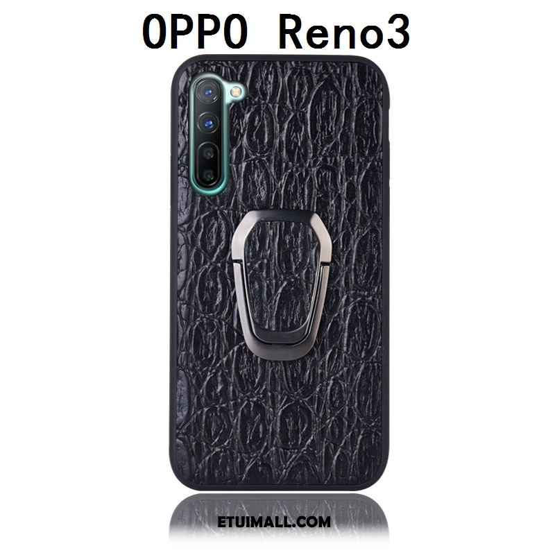 Etui Oppo Reno 3 Tylna Pokrywa Ochraniacz Prawdziwa Skóra Wspornik Telefon Komórkowy Futerał Online