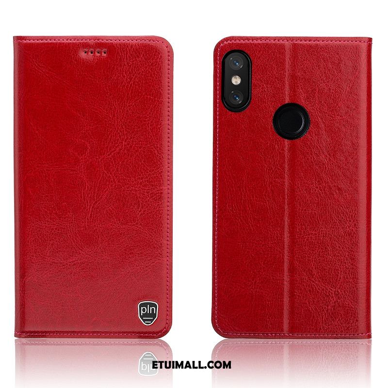 Etui Redmi Note 6 Pro Prawdziwa Skóra Telefon Komórkowy Skórzany Futerał Mały Czerwony Pokrowce Sklep