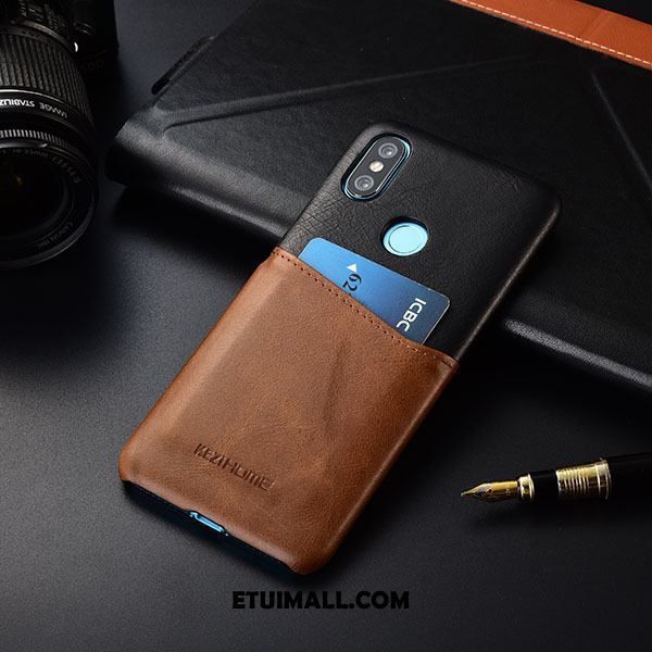 Etui Redmi Note 6 Pro Telefon Komórkowy Prawdziwa Skóra Khaki Mały Karta Obudowa Dyskont