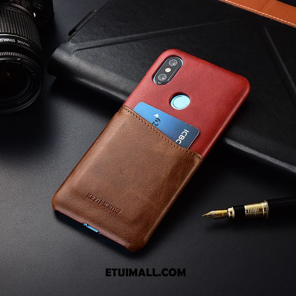 Etui Redmi Note 6 Pro Telefon Komórkowy Prawdziwa Skóra Khaki Mały Karta Obudowa Dyskont