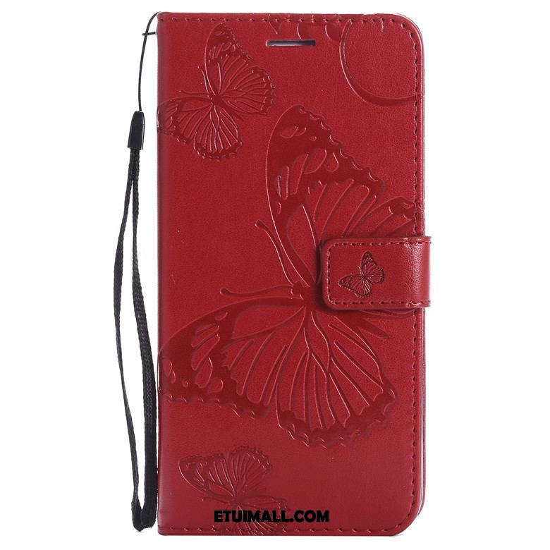 Etui Samsung Galaxy A8s Skórzany Futerał Kwiaty Motyla Anti-fall Różowe Złoto Ochraniacz Futerał Online