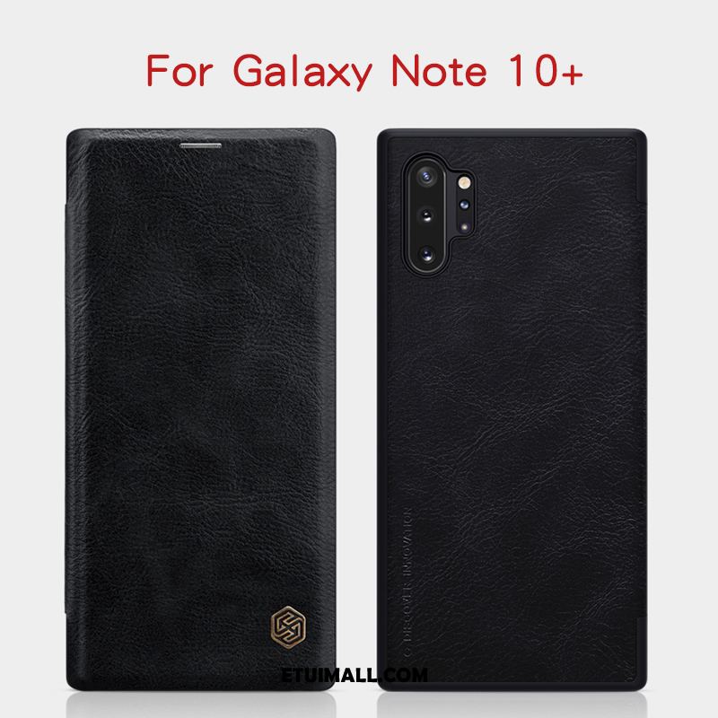 Etui Samsung Galaxy Note 10+ Telefon Komórkowy Skórzany Futerał Złoto Czarny Gwiazda Futerał Online