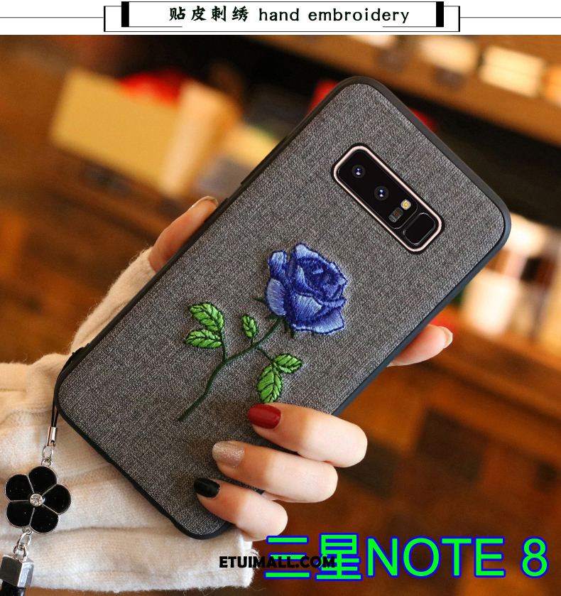Etui Samsung Galaxy Note 8 Telefon Komórkowy Ochraniacz Szary Silikonowe Z Haftem Pokrowce Online