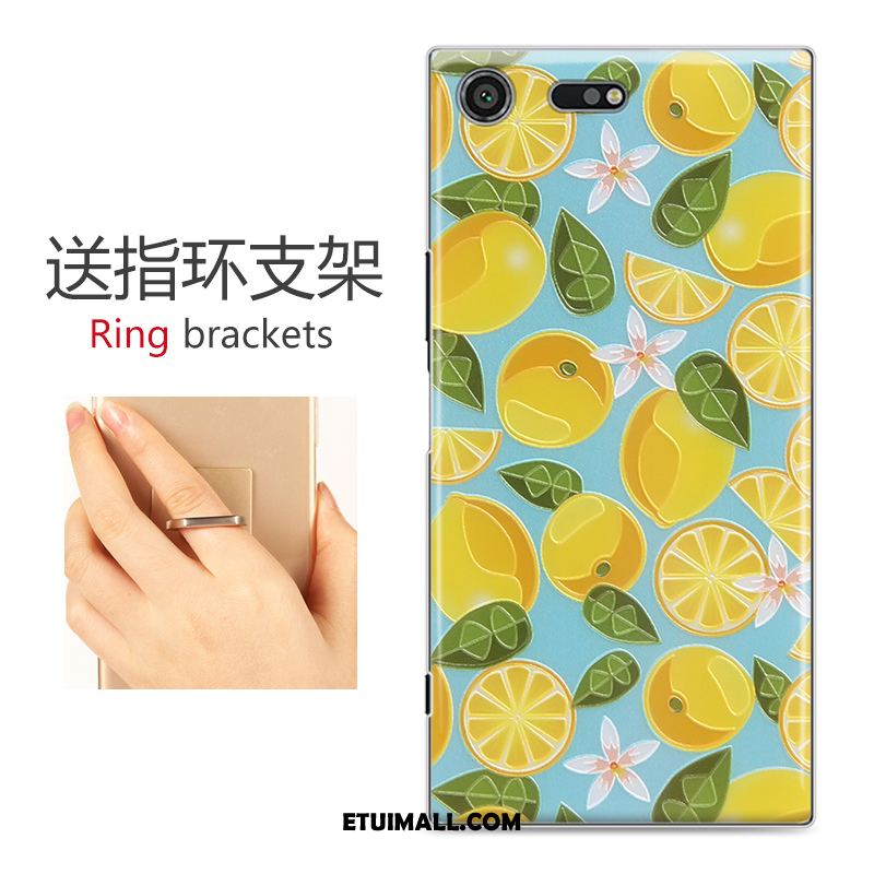 Etui Sony Xperia Xz Premium Piękny Ochraniacz Relief Telefon Komórkowy Żółty Pokrowce Tanie