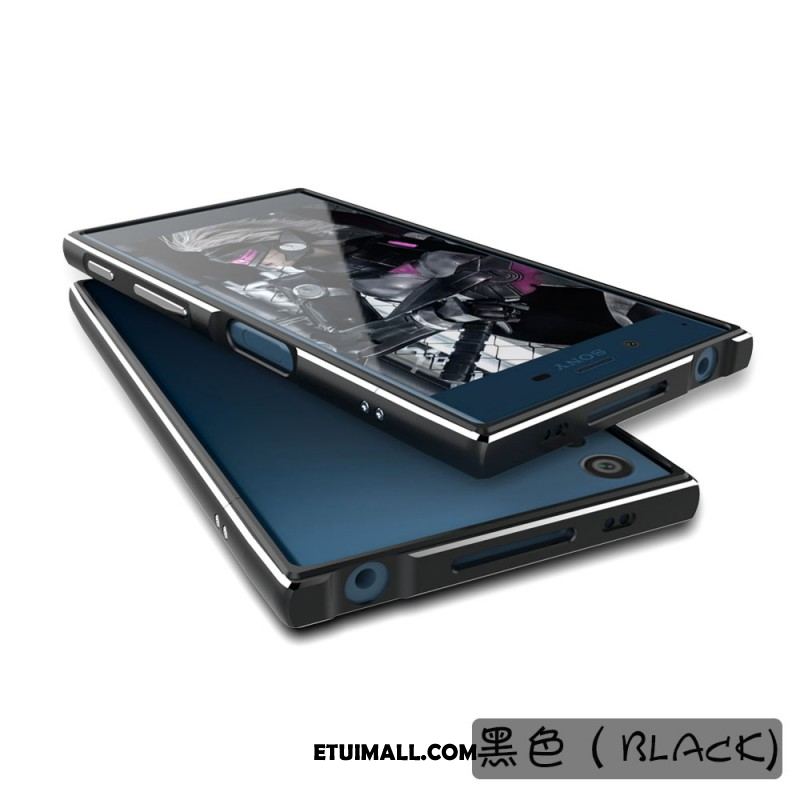 Etui Sony Xperia Xz1 Compact Czarny Bicolored Obrzeża Metal Jedwab Obudowa Tanie