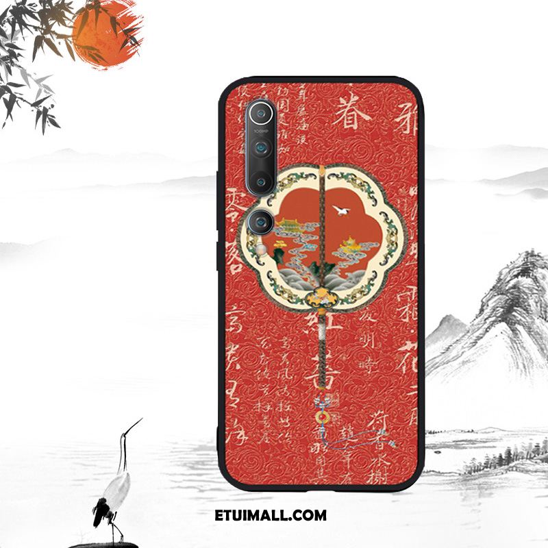 Etui Xiaomi Mi 10 Wzór All Inclusive Cienkie Czerwony Netto Chiński Styl Futerał Tanie