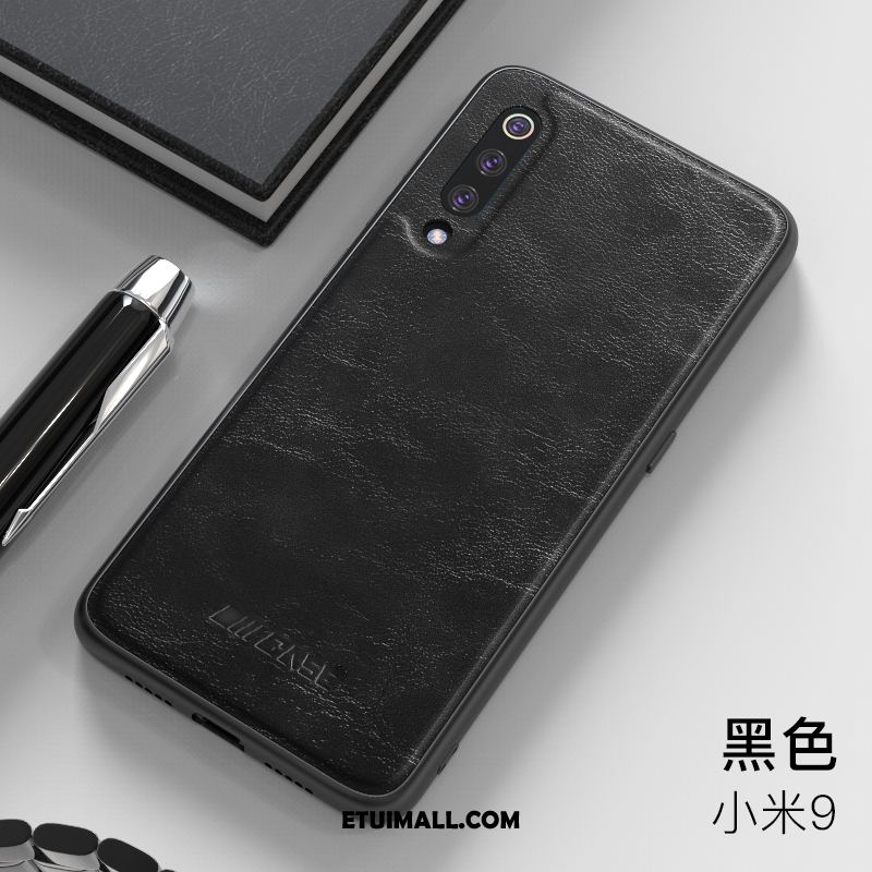 Etui Xiaomi Mi 9 Wzór Anti-fall Czerwony Netto Prawdziwa Skóra Nubuku Futerał Tanie