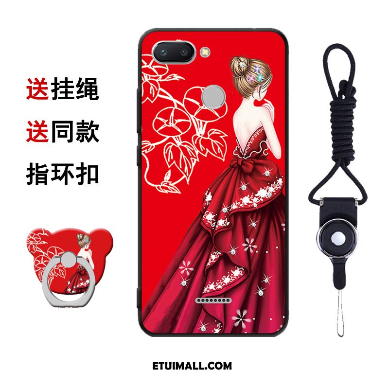 Etui Xiaomi Redmi 6 Kreskówka Czerwony Netto Szkło Hartowane Silikonowe Kreatywne Futerał Tanie