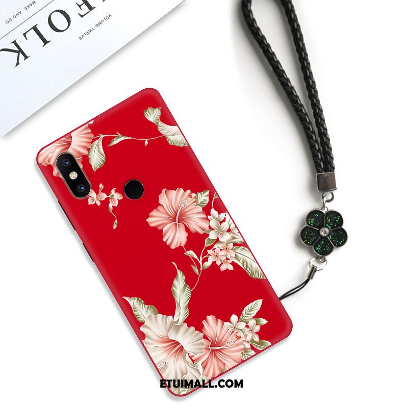Etui Xiaomi Redmi S2 Kwiaty Wysoki Kreatywne Czarny Czerwony Pokrowce Tanie