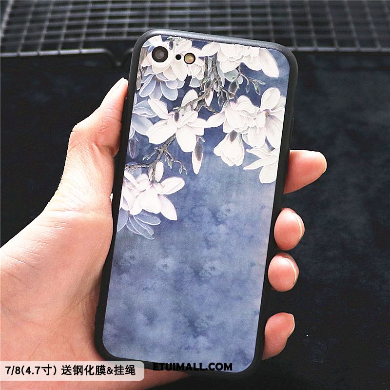 Etui iPhone 7 Niebieski Relief Osobowość Chiński Styl Anti-fall Futerał Sklep