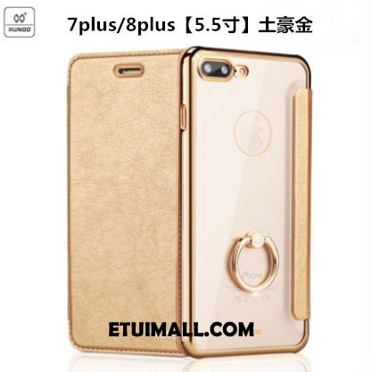 Etui iPhone 7 Plus Skórzany Futerał Prawdziwa Skóra Klapa Złoto Telefon Komórkowy Futerał Kup