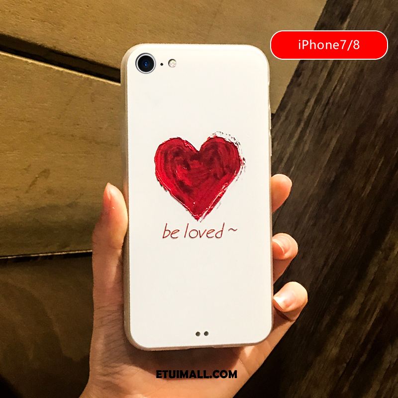 Etui iPhone 8 Nubuku Anti-fall Relief Biały Miłość Futerał Sklep
