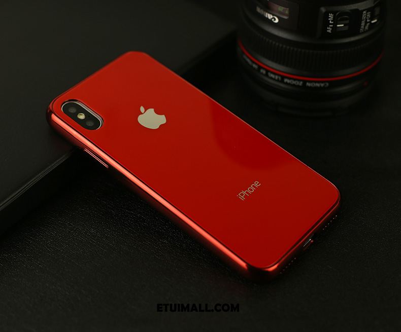 Etui iPhone Xs Max Szkło Modna Marka Anti-fall Granica Czerwony Obudowa Tanie