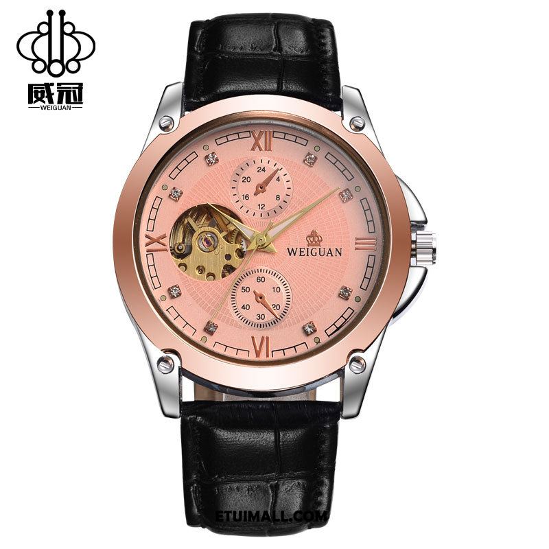Zegarek Automatycznie Zegarek Na Rękę Prawdziwa Skóra Tanie, Zegarek Męskie Moda Różowe Złoto