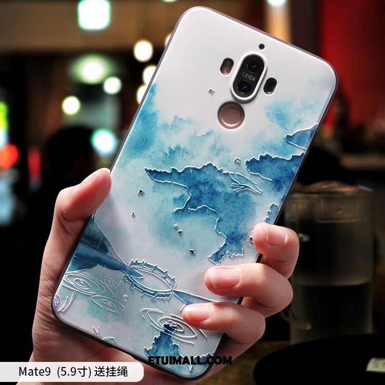 Etui Huawei Mate 9 Telefon Komórkowy Miękki Niebieski Relief Obudowa Tanie