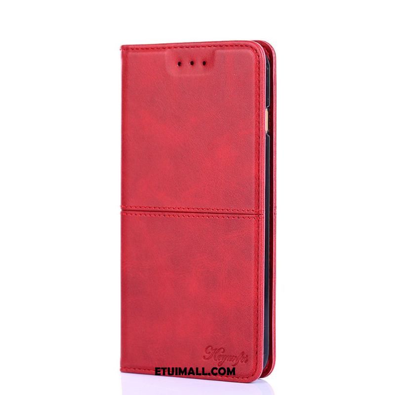 Etui Huawei P Smart 2019 Czerwony Skórzany Futerał Bydło Wzór Anti-fall Pokrowce Tanie