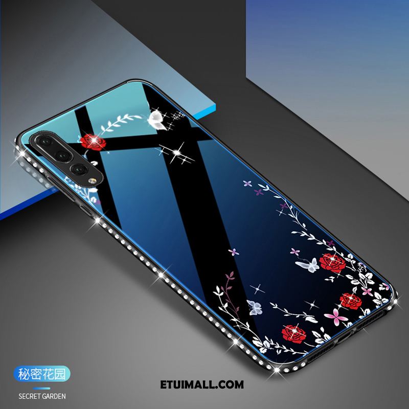 Etui Huawei P20 Pro Rhinestone Szkło Niebieski Telefon Komórkowy Czarny Obudowa Na Sprzedaż