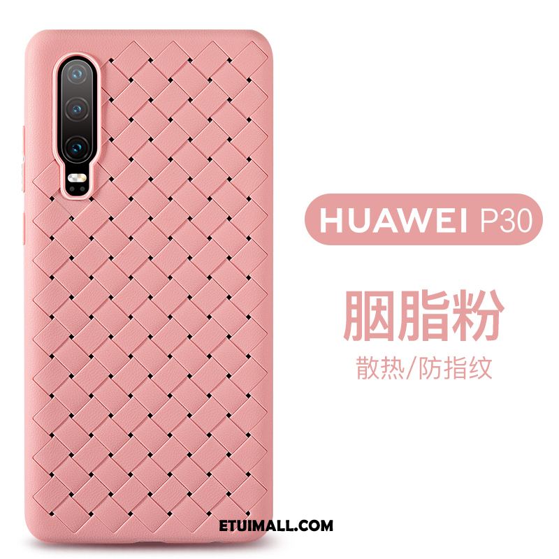 Etui Huawei P30 Oddychające Skóra Różowe Biznes Przeplatane Pokrowce Tanie