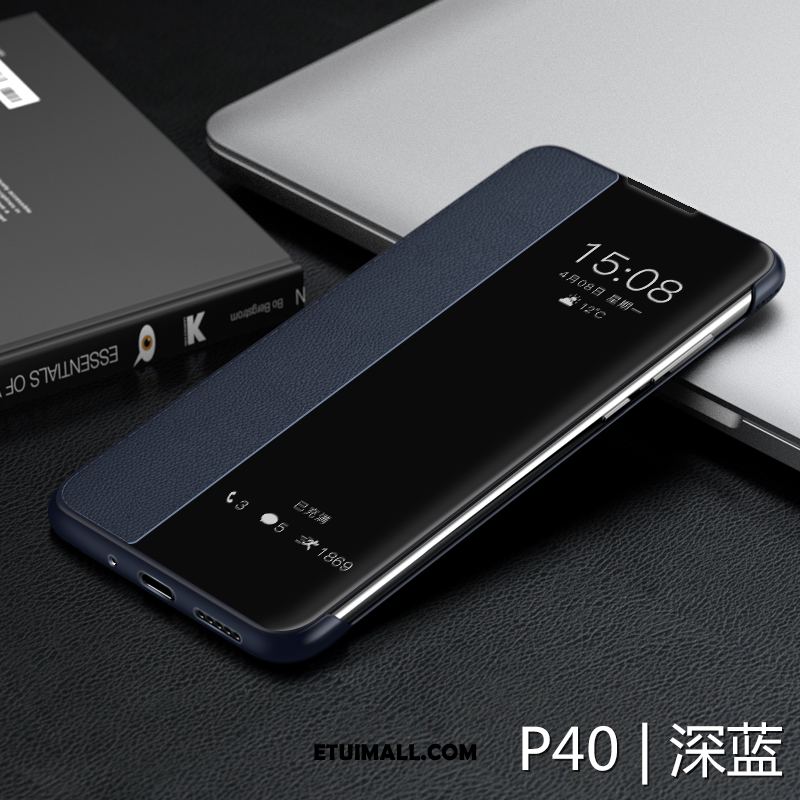 Etui Huawei P40 Telefon Komórkowy Niebieski Skórzany Futerał Anti-fall Ochraniacz Pokrowce Tanie