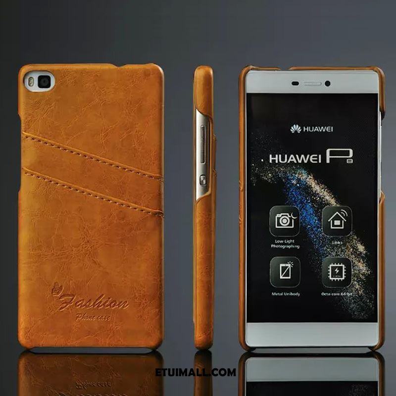 Etui Huawei P8 Karta Telefon Komórkowy Prawdziwa Skóra Pomarańczowy Skórzany Futerał Futerał Sprzedam