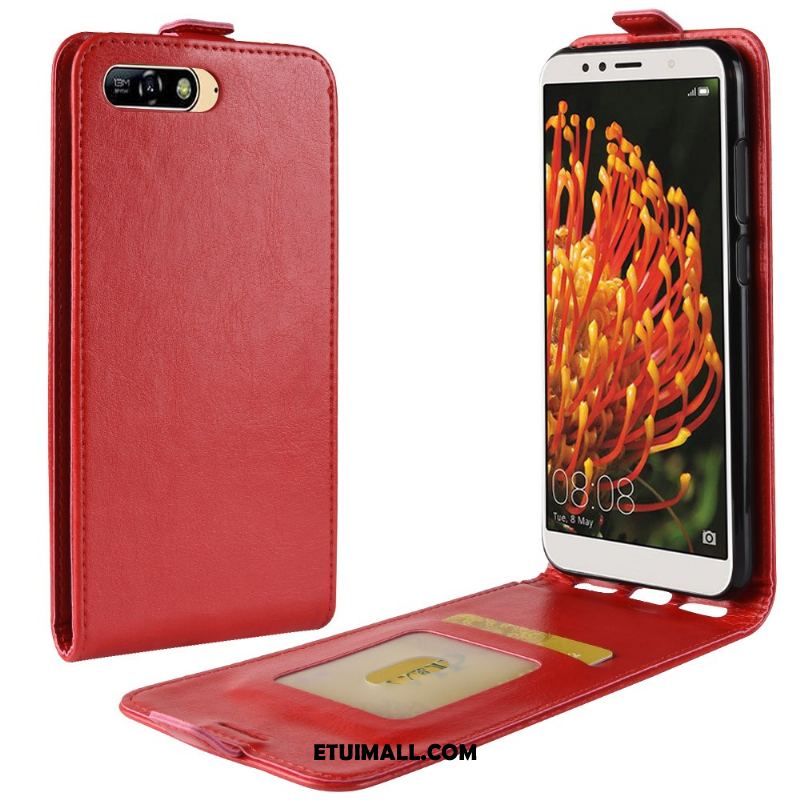 Etui Huawei Y6 2018 Skórzany Futerał Ochraniacz Telefon Komórkowy Czerwony Futerał Sprzedam