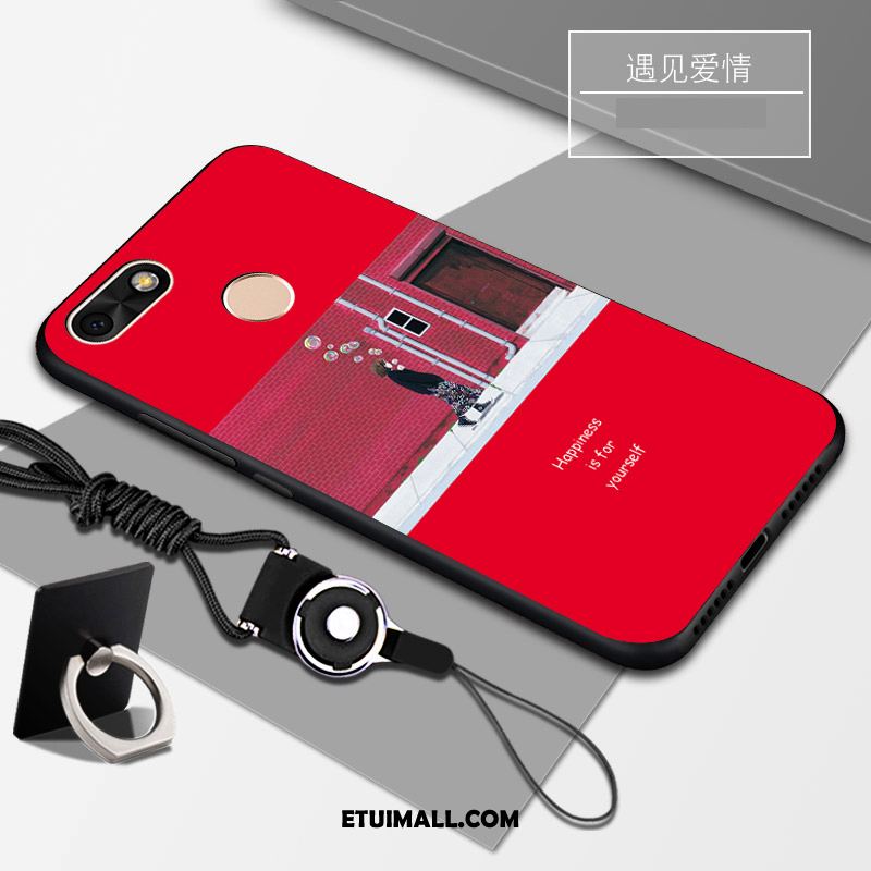 Etui Huawei Y6 Pro 2017 Miękki Czerwony Czarny Wspornik Osobowość Futerał Sprzedam