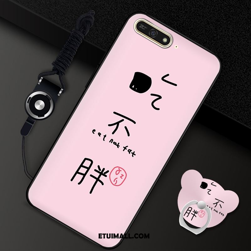 Etui Huawei Y7 2018 Silikonowe Różowe Miękki Telefon Komórkowy Wisząca Szyja Obudowa Kup