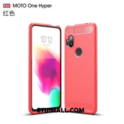 Etui Motorola One Hyper Włókno Wzór Biznes Czerwony Telefon Komórkowy Futerał Sklep