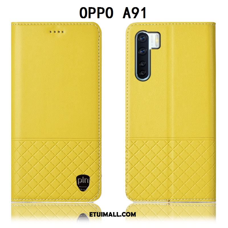 Etui Oppo A91 Telefon Komórkowy Ochraniacz Anti-fall Żółty Skórzany Futerał Futerał Sklep