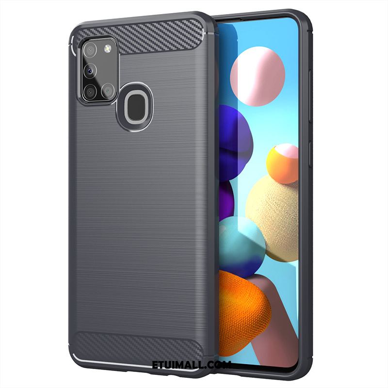 Etui Samsung Galaxy A21s Szary Anti-fall Telefon Komórkowy Wzór Włókno Futerał Kupię