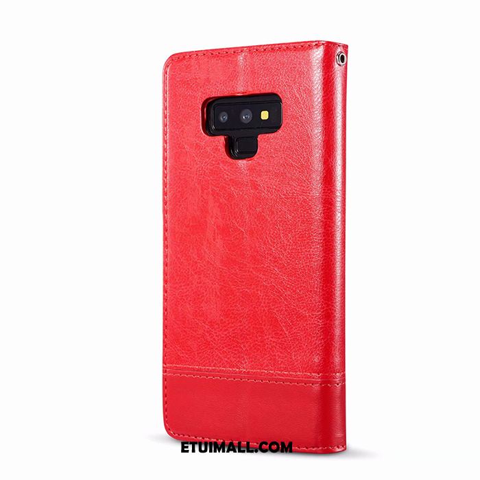 Etui Samsung Galaxy Note 9 Biznes Czerwony Wiszące Ozdoby Skórzany Futerał Telefon Komórkowy Obudowa Dyskont