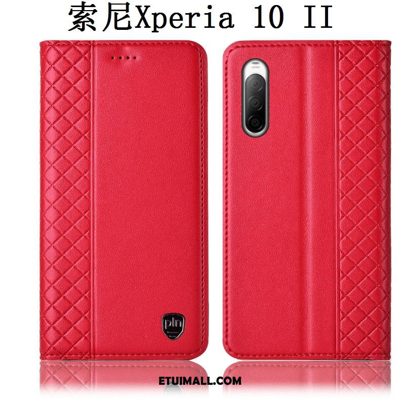 Etui Sony Xperia 10 Ii Czerwony Skórzany Futerał Anti-fall Telefon Komórkowy Ochraniacz Pokrowce Tanie