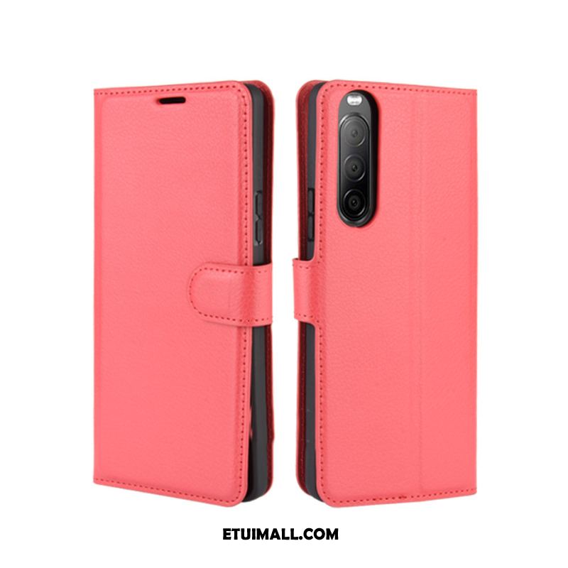 Etui Sony Xperia 10 Ii Telefon Komórkowy Karta Ochraniacz Czerwony Skórzany Futerał Futerał Tanie