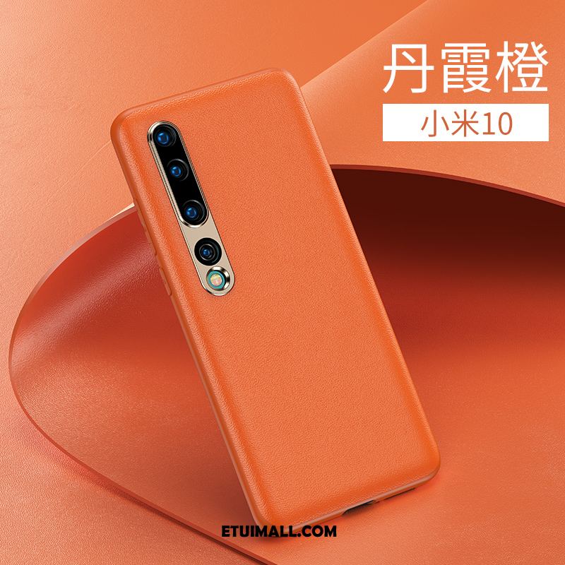 Etui Xiaomi Mi 10 Prawdziwa Skóra Górna Skóra Jakość Kreatywne Pomarańczowy Obudowa Tanie